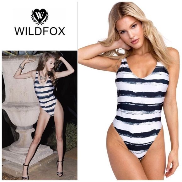 WILDFOX 🌺Host Pick🌺 stripe ‘80s swimsuit - Picture 1 of 7